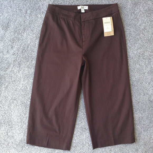 ⭐COLDWATER CREEK SATEEN CROPPED PANTS in Brown, size 6 - NWT⭐ - Picture 1 of 7